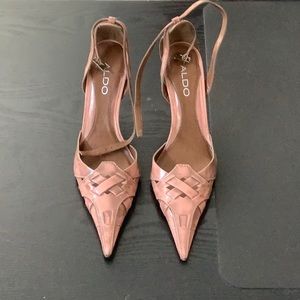 Aldo pink leather three inch stiletto heel